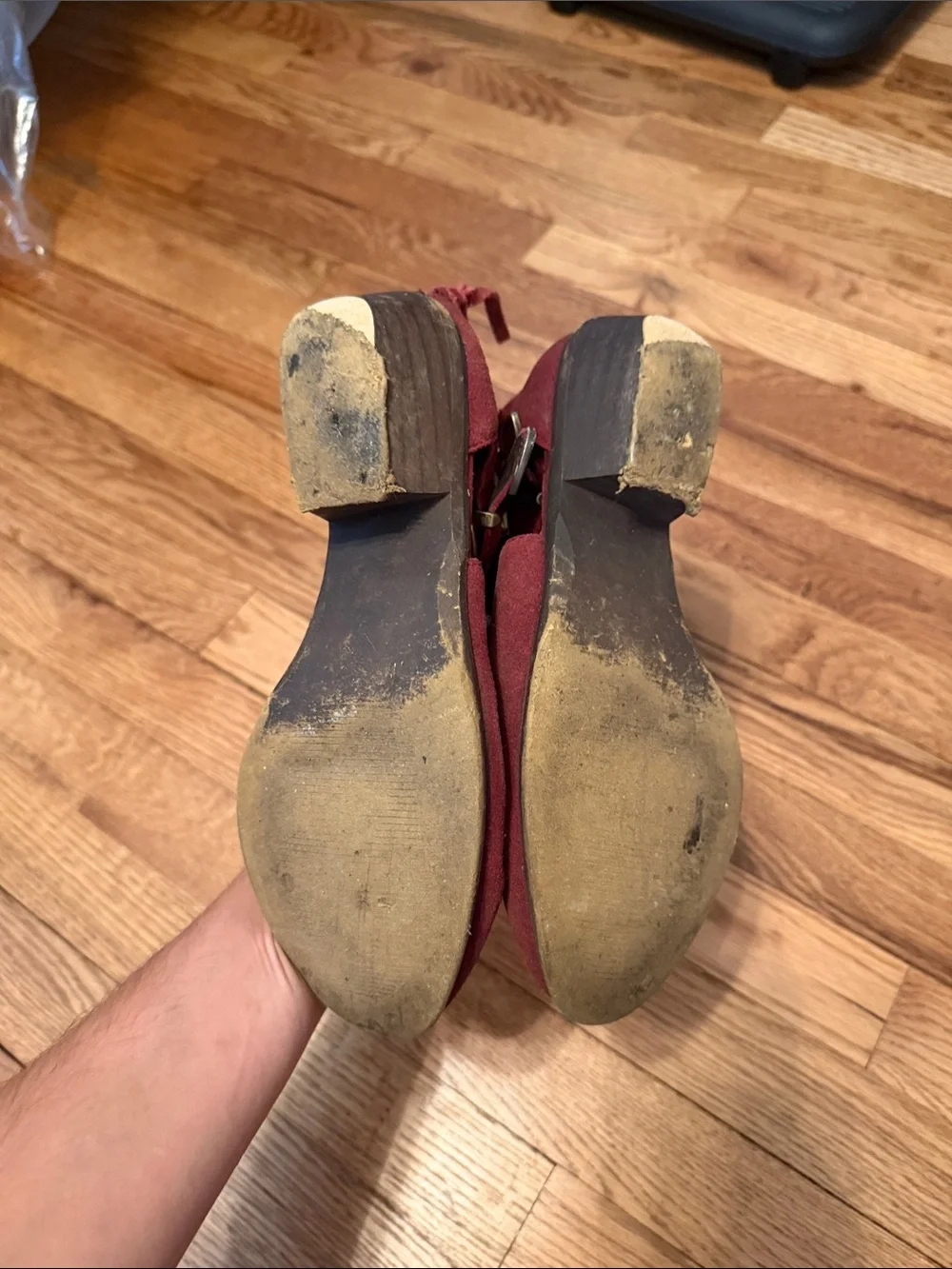 Steve Madden Burgundy Suede Cutout Ankle Booties with Buckle Accents